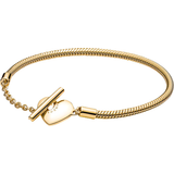 Pandora Vigselringar Smycken Pandora Moments Heart T-Bar Snake Chain Bracelet - Gold