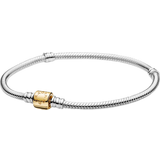 Pandora Armband Pandora Moments Two-Tone Barrel Clasp Snake Chain Bracelet - Silver/Gold