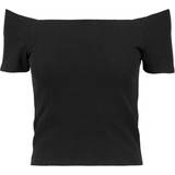 Dam - Off-Shoulder T-shirts & Linnen Urban Classics Ladies Off Shoulder Rib Tee - Black
