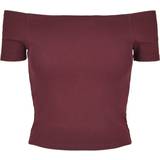 Dam - Off-Shoulder T-shirts & Linnen Urban Classics Ladies Off Shoulder Rib Tee - Red Wine