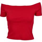 Dam - Off-Shoulder T-shirts & Linnen Urban Classics Ladies Off Shoulder Rib Tee - Fire Red