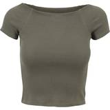Dam - Off-Shoulder T-shirts & Linnen Urban Classics Ladies Off Shoulder Rib Tee - Olive