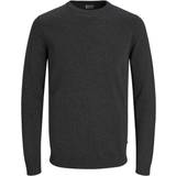 Jack & Jones Herr - Stickad tröjor Jack & Jones Crew Neck Knitted Pullover - Grey/Dark Grey Melange