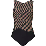 Bonprix Dam Badkläder Bonprix Striped Shaper Swimsuit - Black Stripe