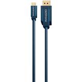 Blåa - Skärmad - USB-kabel Kablar ClickTronic USB C-DisplayPort 1m