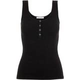 Bomull - Dam Linnen Pieces Kitte Ribbed Cotton Top - Black
