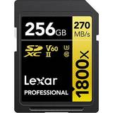 LEXAR 256 GB - SDXC Minneskort LEXAR Professional SDXC 270/180MB/s Class 10 UHS-II U3 V60 1800x 256GB