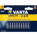 Varta AAA (LR03) - Alkalisk - Engångsbatterier Batterier & Laddbart Varta Alkaline Longlife AAA 10-pack