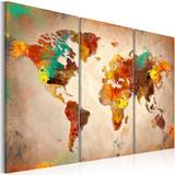 Kartor Tavlor Arkiio Painted World Triptych Tavla 120x80cm