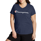 Champion Script Logo V-Neck Tee Plus Size - Imperial Indigo Heather