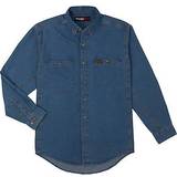 Herr - Jeansskjortor - XXS Wrangler Riggs Workwear Long Sleeve Button Down Solid Denim Work Shirts - Antique