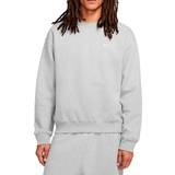 Nike Solo Swoosh Fleece Crew Sweatshirt - Dark Grey Heather/White