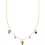 Thomas Sabo Charm Club Delicate Fruits Necklace - Gold/Multicolour
