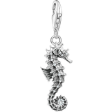 Thomas Sabo Silver Berlocker & Hängen Thomas Sabo Charm Club Collectable Seahorse Charm Pendant - Silver/Black/Transparent
