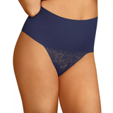 Blåa - Nylon Shapewear & Underplagg Maidenform Lace Shaping Thong with Cool Comfort Fabric - Navy