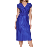 DKNY Pleated Smocked-Waist Dress - Berry Blue