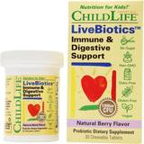 D-vitaminer - Zink Maghälsa ChildLife LiveBiotics Immune & Digestive Support Natural Berry Flavor 5 Billion CFU 30 Chewable Tablets