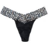 Hanky Panky Bomull Underkläder Hanky Panky Supima Cotton Original Rise Thong - Black/Classic Leopard