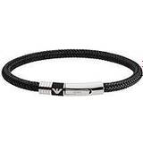Emporio Armani Braided Leather Bracelet - Silver/Black