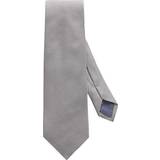 Gråa Slipsar Eton Solid Silk Tie - Grey