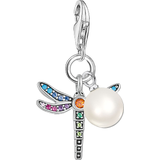 Thomas Sabo Charm Club Collectable Dragonfly Charm Pendent - Silver/Black/Pearl/Multicolour
