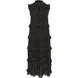 Part Two Dam - Midiklänningar Part Two Parilla Midi Dress With Ruffles - Black Mini Block Print