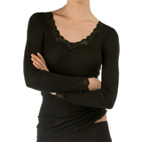 Dam Shapewear & Underplagg Calida Richesse Lace Shirt Long Sleeve Top - WS Black
