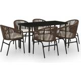 Bruna - Glas Matgrupper vidaXL 3099230 Patio Dining Set, 1 Table incl. 6 Chairs