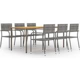 Svarta - Trä Matgrupper vidaXL 3072508 Patio Dining Set, 1 Table incl. 6 Chairs
