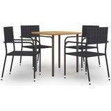 Stapelbar - Svarta Matgrupper vidaXL 3072489 Patio Dining Set, 1 Table incl. 4 Chairs