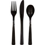 Unique Party Disposable Cutlery Black 18-pack