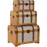 Bruna Förvaringslådor Dkd Home Decor Koffert Trä Kanvas (3 pcs) Förvaringslåda