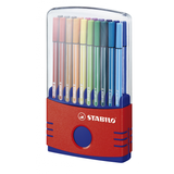 Rosa Penselpennor Stabilo ColorParade fiberpenna 68, förpackning om 20 st, grå/rosa plastlåda, kan användas som bordstablett, linjebredd: 1 st (6820-04-03)