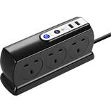 Masterplug Grenuttag & Grenproppar Masterplug Compact 6 Socket Surge Protected 2x USB Port Extension Lead 2m Black
