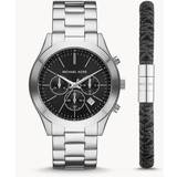 Michael Kors Spänne Armbandsur Michael Kors Slim Runway Stainless Steel Mens Watch & Bracelet Gift Set, Silver, Men