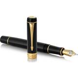 Parker Duofold Centennial Fountain Pen Classic Black with Gold Trim Fine Solid Gold Nib Black Ink and Convertor Premium Gift Box