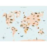 Vissevasse World Map with Animals Poster