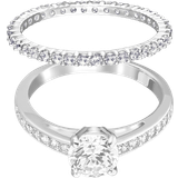 Blank Smyckesset Swarovski Attract Ring Set - Silver/Transparent