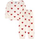 Petit Bateau Nattplagg Petit Bateau Children's Hearts Print Fleece Pyjamas - Marshmallow White/Terkuit Red (A00FR01040)