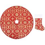 Kanvas Dekoration Be Basic Julgranskrage lyxig med röd strumpa 122 cm tyg Röd Julgran