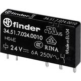 Finder Elartiklar Finder Printrelæ 6A (10A) 1CO, 24V DC sensitiv spole. 5 mm benafstand. AgNi kontaktsæt. Kan monteres i 6,2 mm interface sokkel serie 93
