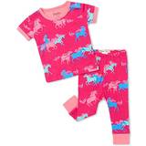 Hatley Festklänningar Barnkläder Hatley Organic Cotton Baby Short Sleeve Pajama - Frolicking Unicorns (S22USI1255)