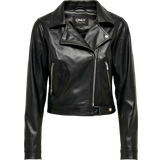 Only Faux Leather Biker Jacket - Black