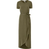 Blåa - Långa klänningar Object Short Sleeve Tie Band Maxi Dress