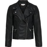 Viskos Ytterkläder Only Freya Biker Imitation Leather Jacket - Black (15198182)