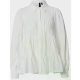 Y.A.S Dam Skjortor Y.A.S Women's stand-up collar shirt with ruffles, White