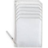 Royce New York Zip Leather Card Case - Silver