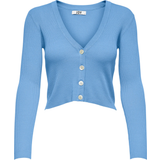 Blåa - Nylon Koftor Jacqueline de Yong Donnel Short Knitted Cardigan - Blue/Little Boy Blue