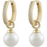 Snö of Sweden Core Ring Earrings - Gold/Transparent/Pearls