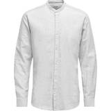 Flanellskjortor - Herr - Vita Only & Sons Onscaiden LS Solid Linen Shirt - White